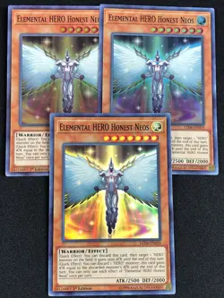 YUGIOH ELEMENTAL HERO HONEST NEOS LED6-EN019 1ST SUPER X3 NM - Image 1