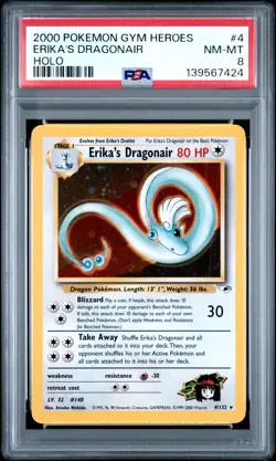 2000 POKEMON GYM HEROES HOLO #4 ERIKA'S DRAGONAIR PSA 8 - Image 1