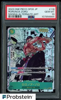 2023 One Piece OP06 Japanese Manga Alternate Art #118 Roronoa Zoro PSA 10 - Image 1