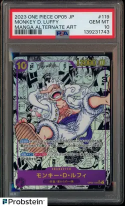 #1 2023 One Piece OP05 Japanese Manga Alternate Art #119 Monkey D. Luffy PSA 10 - Image 1