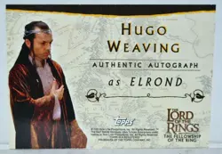 Lord of The Rings Fellowship LOTR Hugo Weaving As Elrond Autograph Signed Card - Image 2