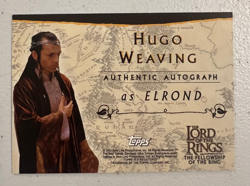 Lord Of The Rings Fellowship Of The Ring Hugo Weaving Elrond Autograph Auto Card - Image 2
