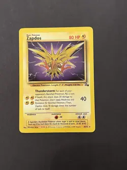 Pokemon TCG Zapdos 30/62 Fossil Regular Rare English Card Basic Stage 80 HP - Image 1