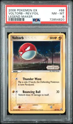 Pokemon Card Voltorb 68/92 Reverse Holo EX Legend Maker PSA 8 NM-MT - Image 1