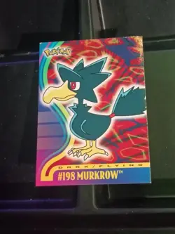 Murkrow # 198 MP 1999 Topps Johto Series 1 Pokemon Card Moderate Play - Image 1