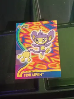 2001 Topps Pokemon Johto Aipom #190 Silver Non Holo Blue Logo 1st Edition RARE - Image 1