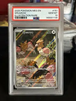 2025 Pokemon Mega Evolution Spearow Illustration Rare #151/132 PSA 10 GEM MINT - Image 1