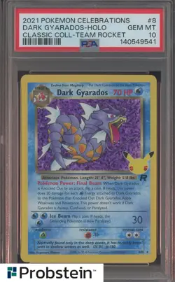 2021 Pokemon Celebrations Classic Team Rocket #8 Dark Gyarados Holo PSA 10 - Image 1