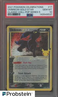 2021 Pokemon Celebrations Classic Pop Series 5 #17 Umbreon Gold Star PSA 10 - Image 1
