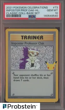 2021 Pokemon Celebrations Classic Base Set #73 Imposter Professor Oak PSA 10 - Image 1