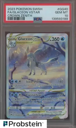 2023 Pokemon SWSH Crown Zenith #GG40 FA Glaceon Vstar PSA 10 GEM MINT - Image 1