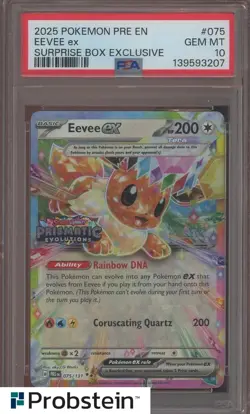 2025 Pokemon PRE EN Surprise Box Exclusive #075 Eevee ex PSA 10 GEM MINT - Image 1