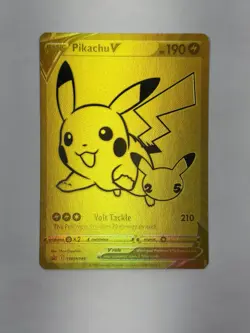 Pokemon TCG Pikachu V Gold Swsh145 Promo Sword & Shield Celebrations Holo NM - Image 1