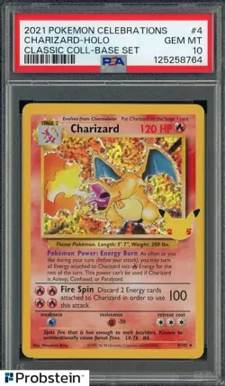 2021 Pokemon Celebrations Classic Coll #4 Charizard Holo PSA 10 GEM MINT - Image 1