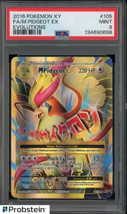 2016 Pokemon XY Evolutions #105 FA/M Pidgeot Ex PSA 9 MINT - Image 1