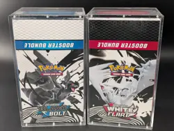 2x Pokemon Black Bolt White Flare Sealed Booster Bundle Display Case W/Acrylic - Image 1