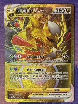 Pokemon TCG Giratina VSTAR 212/196 Lost Origin Secret Gold Holo Rare Card - Image 1