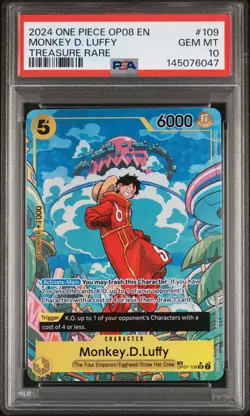2024 One Piece OP08 Monkey D. Luffy Treasure Rare OP07-109 PSA 10 GEM MINT TR - Image 1