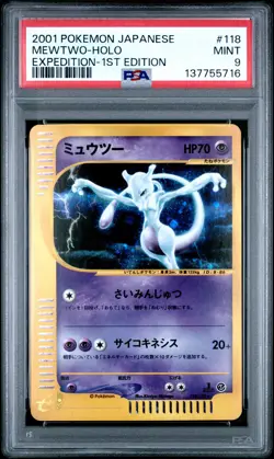 2001 POKEMON JAPANESE EXPEDITION 1ST EDITION #118 MEWTWO-HOLO PSA 9 - Image 1
