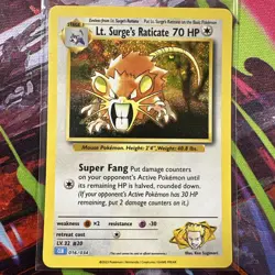 Lt. Surge's Raticate 016/034 Trading Card Game Classic Holo Pokemon Card - Image 1