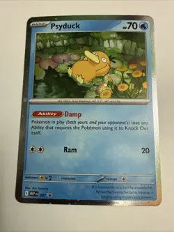 Pokemon TCG Psyduck Mega MEP Cosmo Holo 7 Pokemon Card NM - Image 1