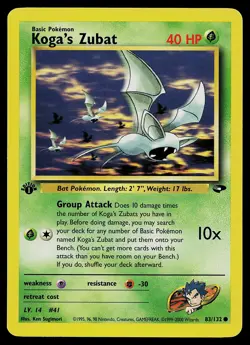 Pokemon Card - Koga's Zubat Gym Challenge 1st Edition 83/132 Common - Image 1