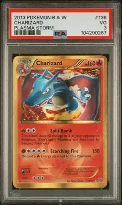 Charizard 136/135 BW Plasma Storm 2012 Secret Rare Holo Pokemon Card PSA 3 - Image 3