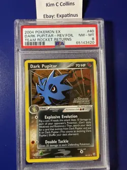 Pokemon Dark Pupitar #40 PSA 8 EX Team Rocket Returns Stamped Reverse Holo - Image 1