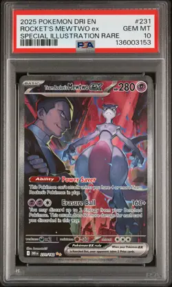 2025 POKEMON DRI EN-DESTINED RIVALS #231 TEAM ROCKET'S MEWTWO EX PSA 10 - Image 1