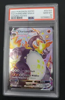 Pokemon Shining Fates Charizard Vmax SV107/SV122 Secret Shiny Holo Foil PSA 10 - Image 1