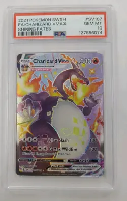 Pokemon Shining Fates Charizard Vmax SV107/SV122 Secret Shiny Holo Foil PSA 10 - Image 2