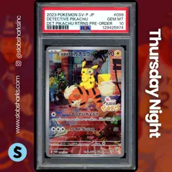 2023 POKEMON SV PROMO JP DETECTIVE PIKACHU RETURNS #098 DETECTIVE PIKACHU PSA 10 - Image 1