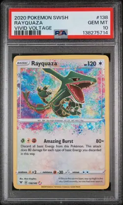 2020 Pokemon Sword & Shield Vivid Voltage #138 Rayquaza PSA 10 Gem Mint - Image 1