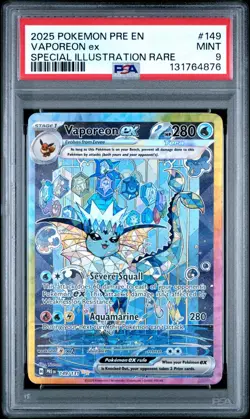 2025 POKEMON PRE EN-PRISMATIC EVOLUTIONS #149 VAPOREON EX PSA 9 - Image 1