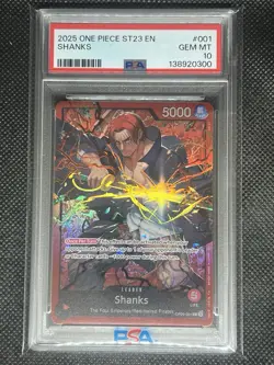 2025 One Piece CCG English ST 23-001 SHANKS PSA 10 Gem Mt - Image 1