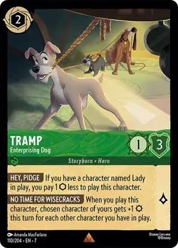 Tramp Enterprising Dog 110/204 Disney Lorcana Archazia's Island RARE Non-Foil - Image 1