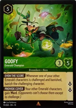 91/204 GOOFY EMERALD CHAMPION EN10 RARE DISNEY LORCANA CARD - Image 1