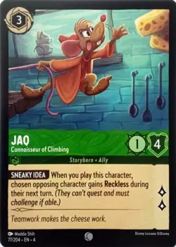 77/204 JAQ CONNOISSEUR OF CLIMBING URSULAS RETURN COMMON DISNEY LORCANA CARD - Image 1