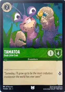 92/204 TAMATOA DRAB LITTLE CRAB THE FIRST CHAPTER UNCOMMON DISNEY LORCANA CARD - Image 1