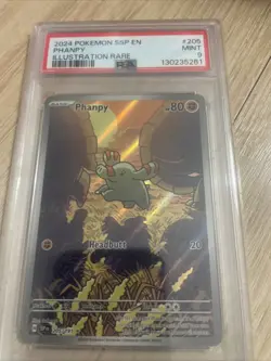 Phanpy Illustration Rare #205/191 Pokemon 2024 Surging Sparks PSA 9 MINT - Image 1