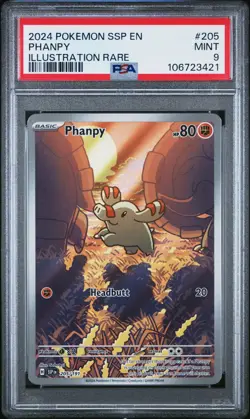 Phanpy Illustration Rare #205/191 Pokemon 2024 Surging Sparks PSA 9 MINT - Image 1