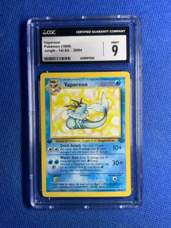 CGC 9 Vaporeon 1st Edition Rare Jungle 1999 Pokemon Card #28 - Image 1