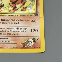 Pokemon TCG Gym Challenge Blaine's Arcanine Holo Rare Card 1/132 - Image 2