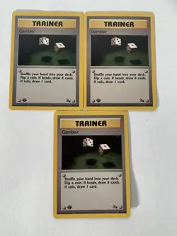 1st Edition Fossil Pokemon Trainer Recycle (x2) Gamber (x3) Lot of 5 Cards - Image 2