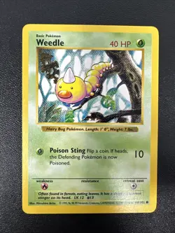 Pokemon Weedle 69/102 BS Base Set Shadowless LP - Image 1