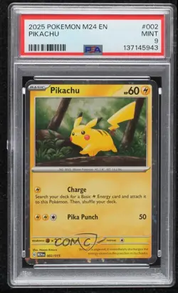 Pikachu Confetti Holo Pokemon McDonald's Collection Match Battle 2024 M24 PSA 9 - Image 1