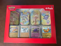 POKEMON TCG SCARLET & VIOLET 151 4 PACK MINI TINS FACTORY SEALED SAMS CLUB BOX F - Image 1