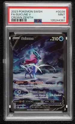 Full Art - Suicune V Pokemon Sword & Shield Crown Zenith Galarian Gallery PSA 9 - Image 1
