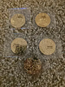 5 Pokemon Ultra Premium Collection Coins - Charizard, Zacian, Zamazenta - Image 1