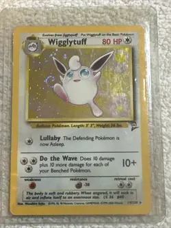 Wigglytuff 19/130 Holo Rare Pokemon TCG Base Set 2 WOTC NM Holofoil SWIRL - Image 1